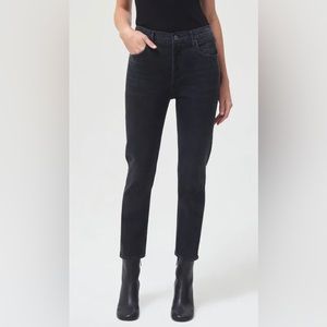 Agolde Riley High Rise Straight Crop (Stretch) Jeans in Panoramic Size 32